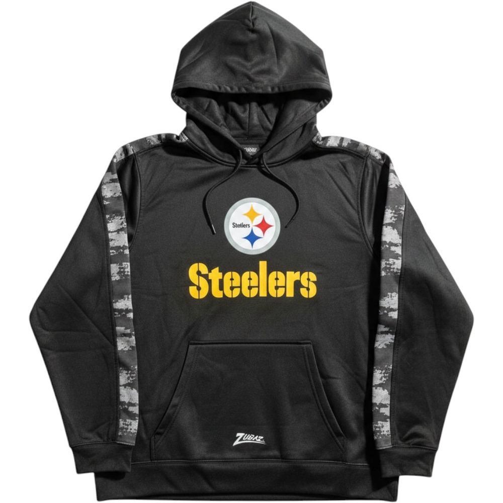 Zubaz Hoodie Mens M Steelers Black Camo Sleeve NFL Football Pullover Medium